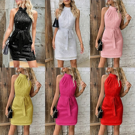 Women's Mini Dress Sheath Dress Halter Dress Off The