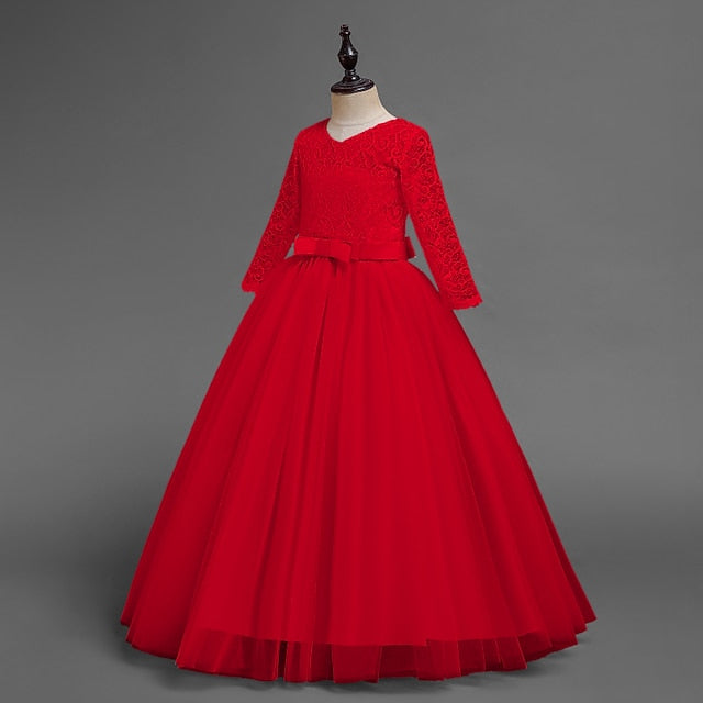 Dress Half Girl Kids Wedding Girls' Flower Sleeve