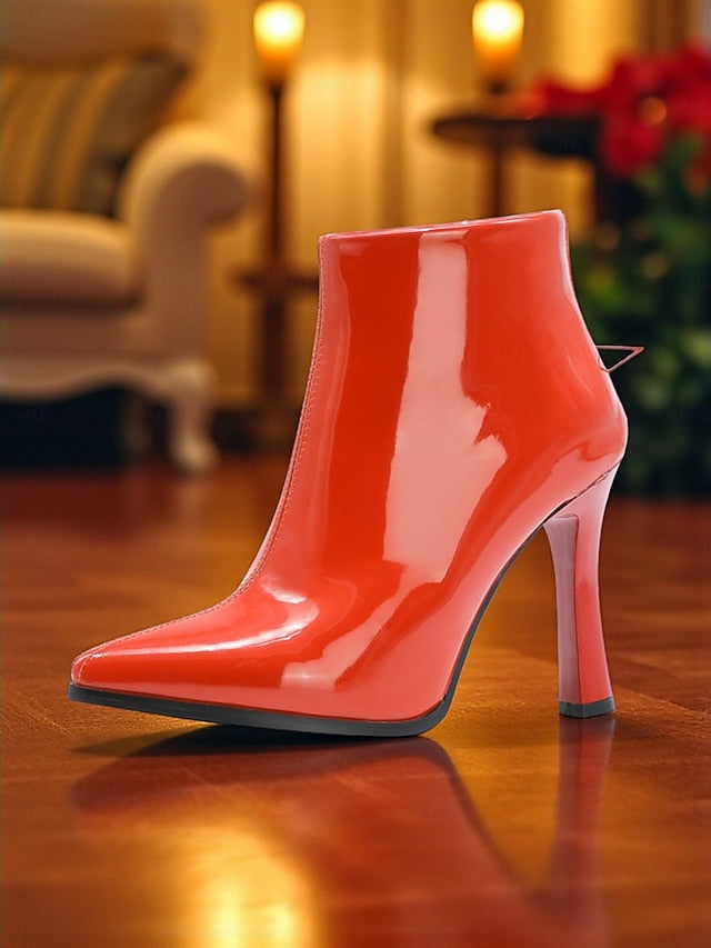 Fur Boots Women's Ankle Heel with Gold Lining Faux Stiletto