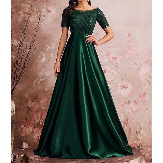 Evening Mother the Bride Dress Formal of A-Line Sparkle Gown