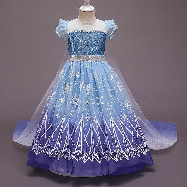 Dress Girl Flower Cloak Elsa Frozen Princess Girls'