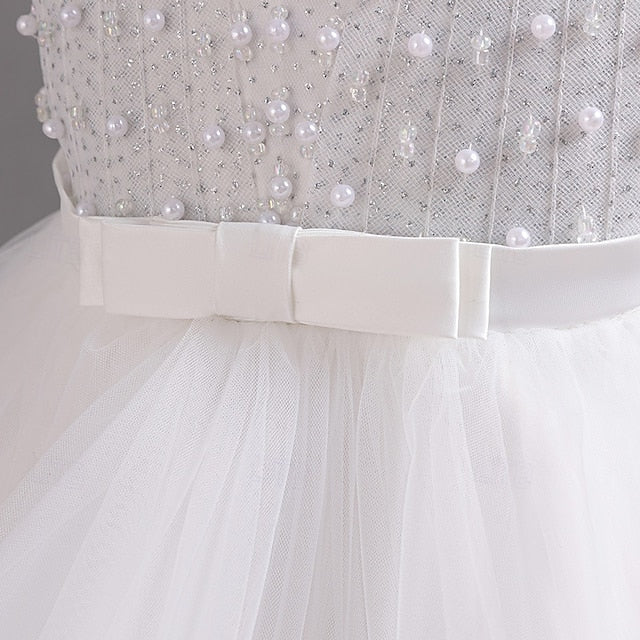 Party Dress Sleeve Kids Wedding Color Solid Short Girls'