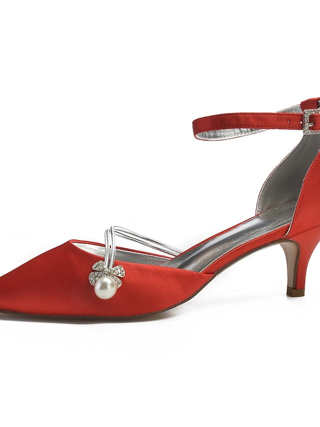 Heels Dark with Pearl and Blue Kitten Satin Women's