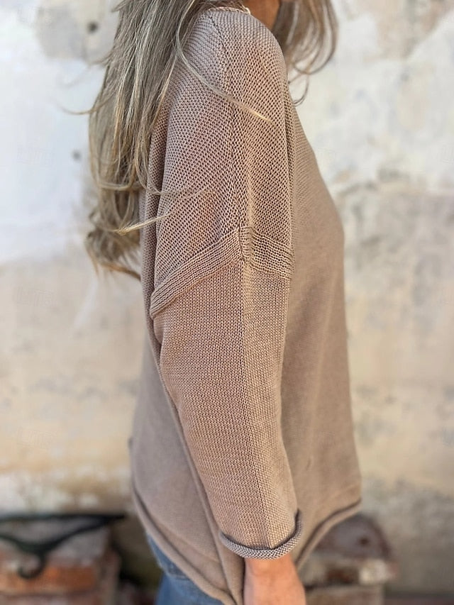 Women's T Shirt Plain Fashion Modern 3/4 Length Sleeve V