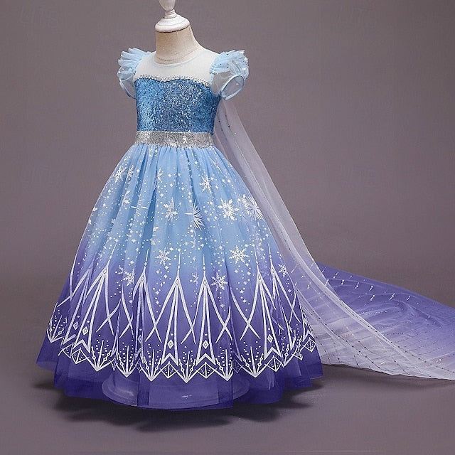 Dress Girl Flower Cloak Elsa Frozen Princess Girls'