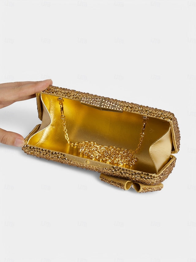 Rhinestone Sparkling High Matching Heel Bow with Sandals Clutch