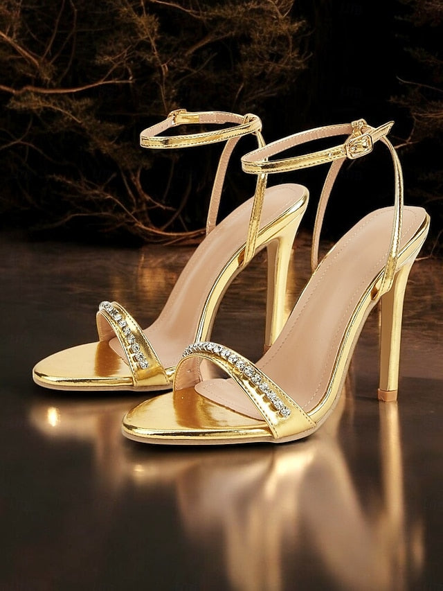 High Gold Heels Metallic Women's – Strap Dazzling Ankle