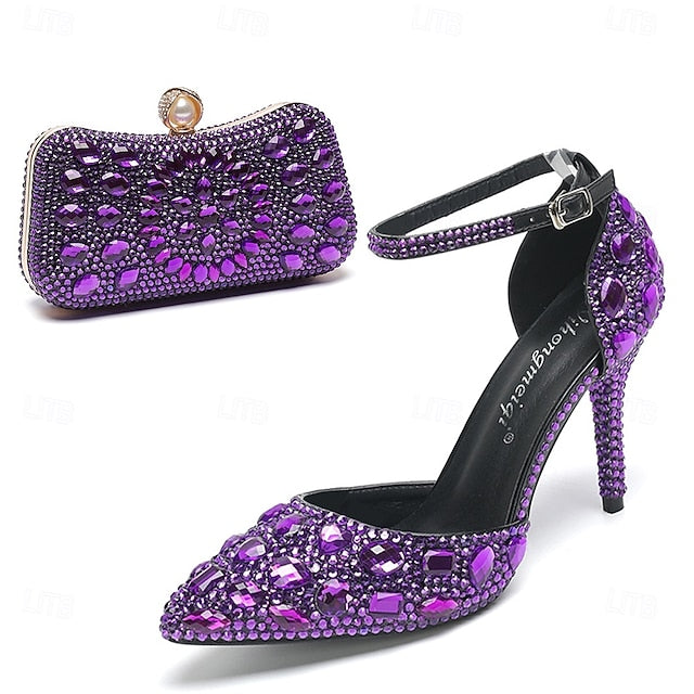 Heel Women's Shoes High Rhinestone Multicolor Wedding with