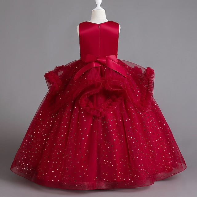 Party Color Solid Dress Sleeveless Kids Sequin Girls'