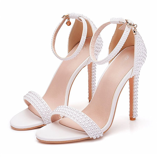 Wedding Women's High Elegant Pearl-Embellished Shoes Heel