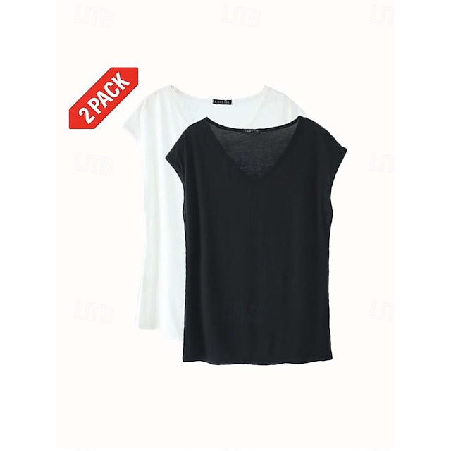 Women's Blouse Solid Color Stylish Casual Short Sleeve V