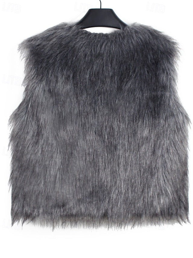 Furs Coat Faux Vest Leathers Comfortable Fur Women's