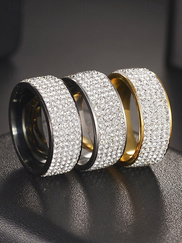 Full Band Wide Rhinestone Pave Men's with Rings
