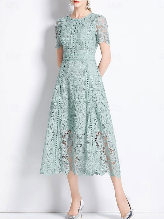 Dress Mother of the Bride Dress Elegant Crew Neck Tea Length