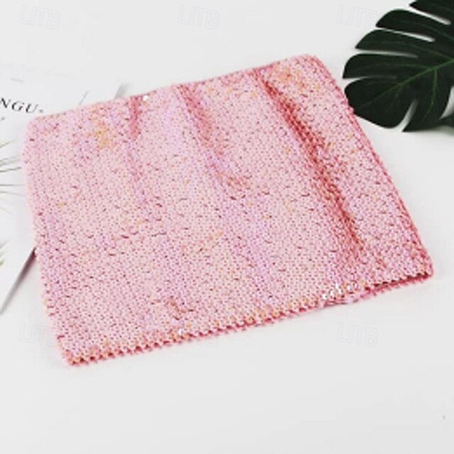 Retro Vintage 1980s Shiny Metallic Tube Top Disco Sequins Solid