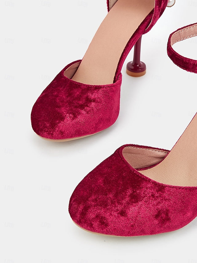 Burgundy Jane and Big Heels Mary with Velvet Women's Bow