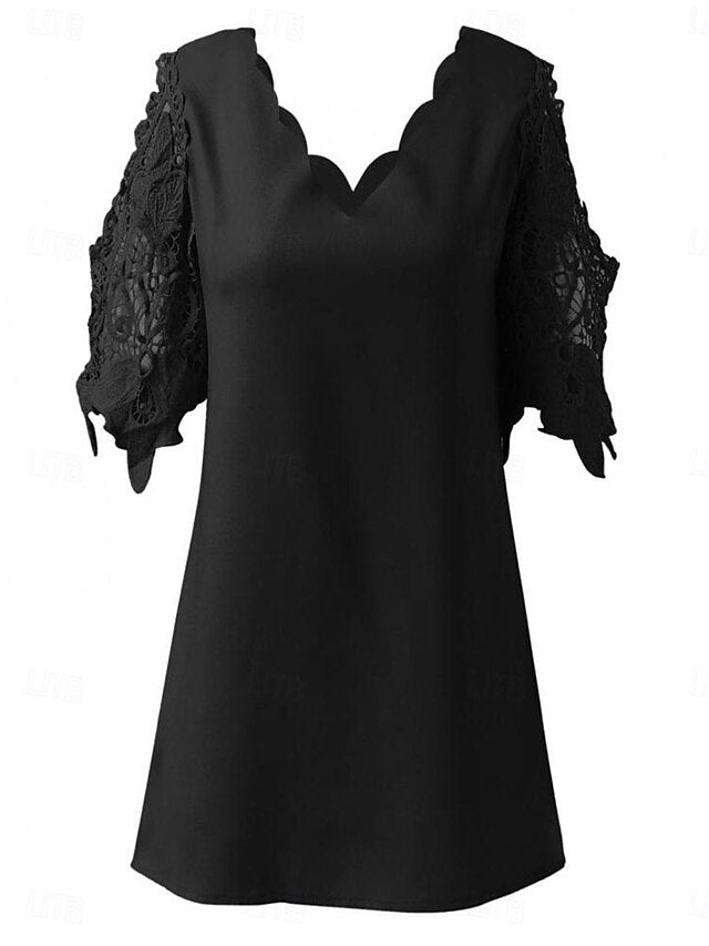 Women's Mini Dress Black Dress Lace Dress Casual Dress