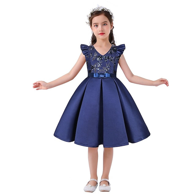Sleeveless Formal Party Dress Girls' Kids Color Solid
