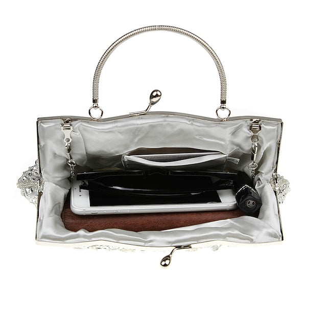 White Beaded Evening Purse Vintage – Clutch Women's