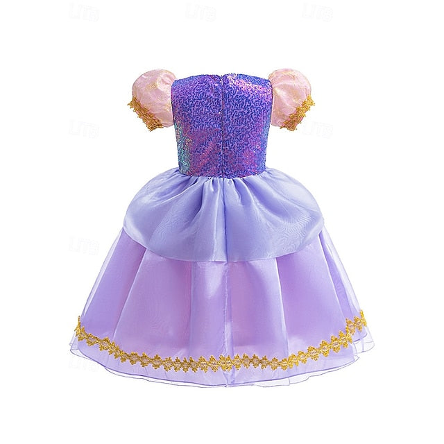 Fairytale Girl Dress Rapunzel Theme Party Flower Princess Sofia