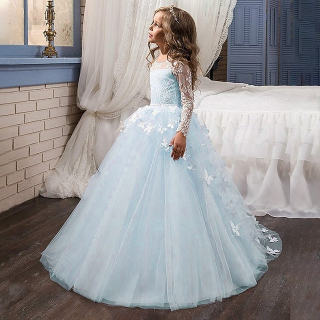 Kids Party First Dress Girls' Solid Communion Color