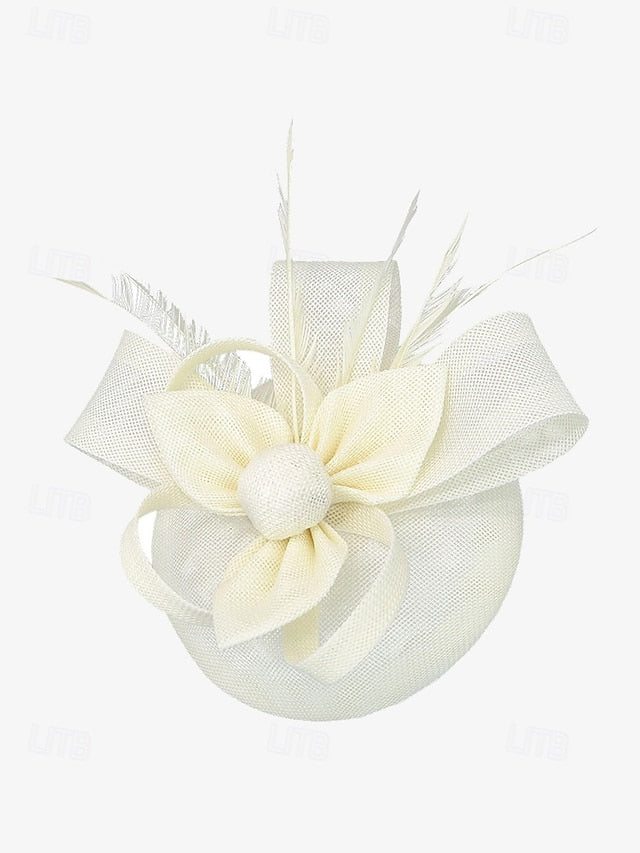 and Green with Women's Hat Bow Accents Feather Fascinator