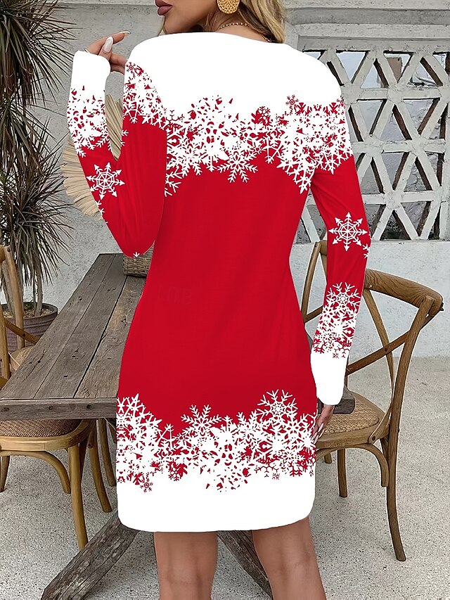 Christmas Women's Mini Dress T Shirt Dress Tee Dress Shift
