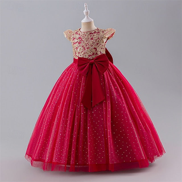 Girl Kids Color Party Block Girls' Dress Flower