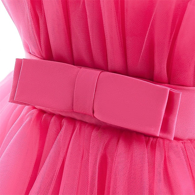 Color Sleeveless Party Kids Girls' Performance Solid Dress