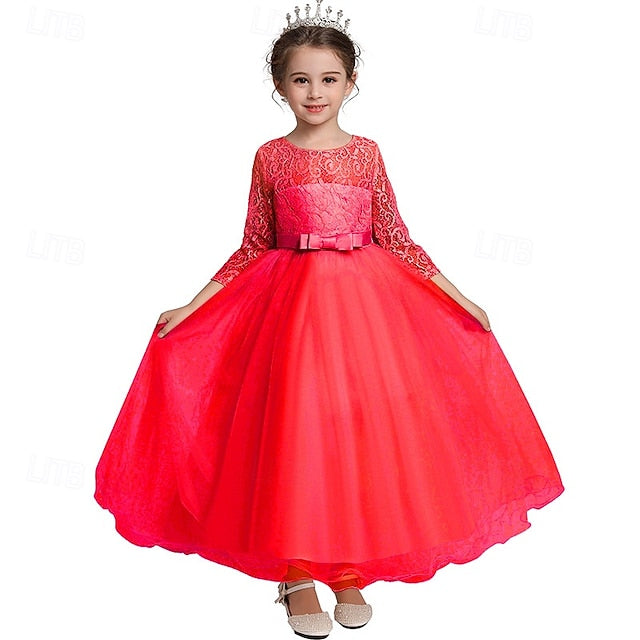 Dress Half Girl Kids Wedding Girls' Flower Sleeve