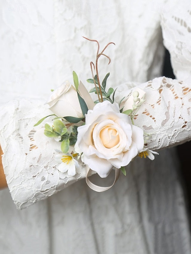 Artificial and Elegant Corsage Wrist Wedding – Boutonniere