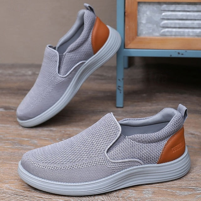 Sneakers Breathable Men's Stretch Navy – Slip-On Knit