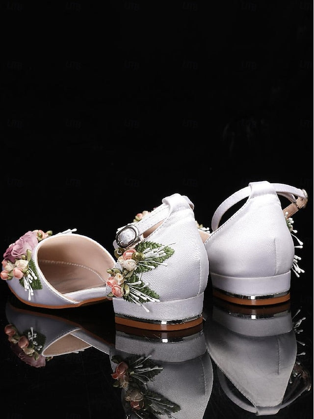 Shoes – Floral White Clutch Embroidered Flat with Matching