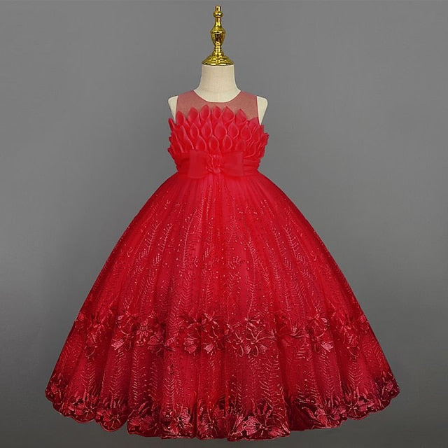 Flower Solid Kids Girl Girls' Dress Colored