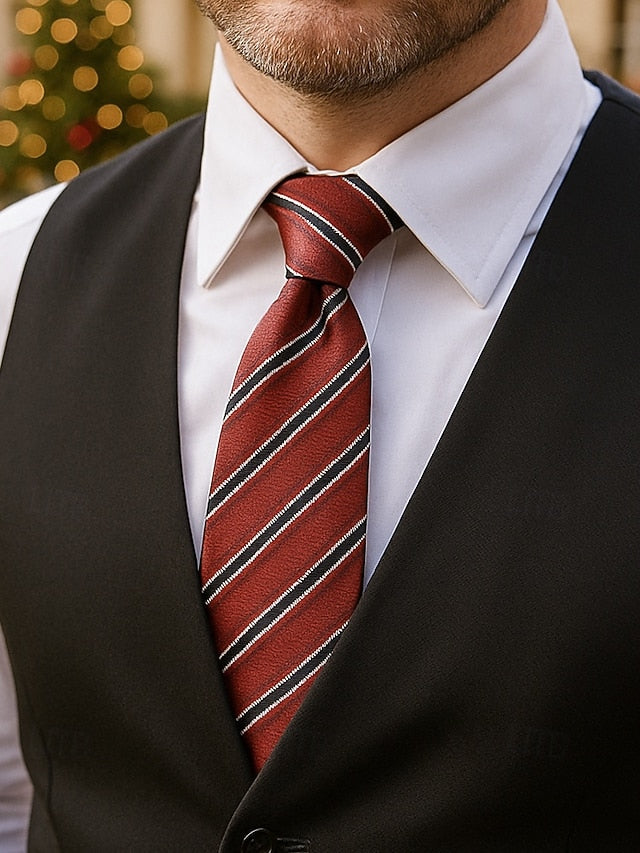 Striped Silk Tie Paisley and Classic Men's Necktie