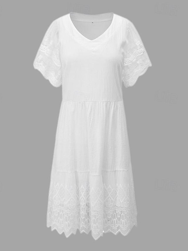 Women's Mini Dress White Dress Lace Dress Casual Dress A