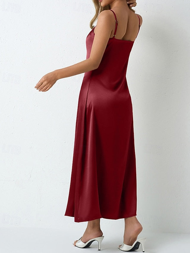 Women's Midi Dress Satin Dress Party Dress Cocktail Dress