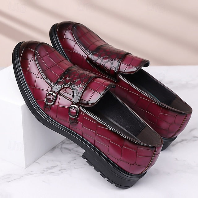 Loafers Leather with Faux Crocodile Pattern Brown Men's –