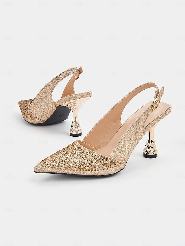 Sparkling Toe – Pumps Glitter Pointed Women's Slingback