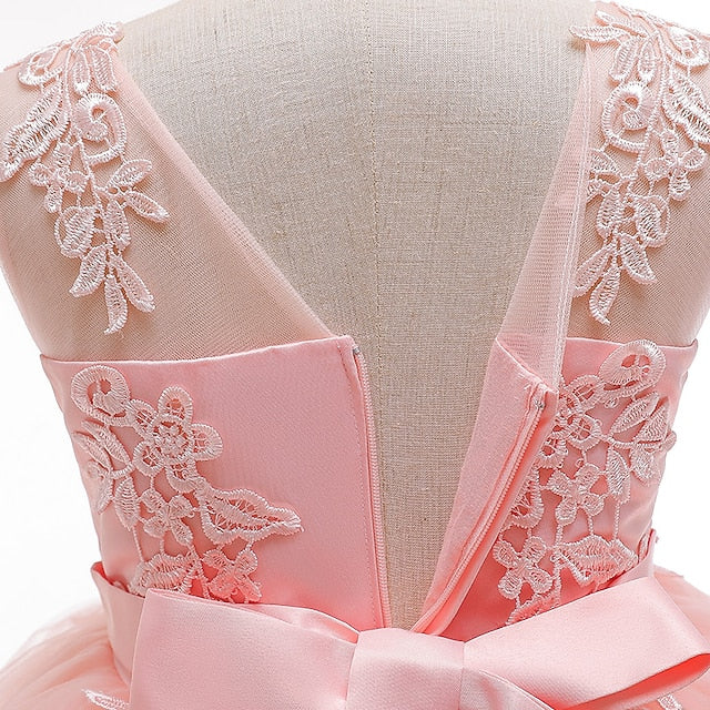 Solid Dress Girls' Color Party Sleeveless Kids