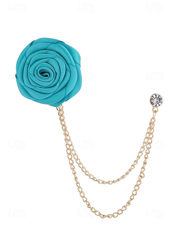 Chain Lapel Red with Gold Men's Rose Elegant – Pin