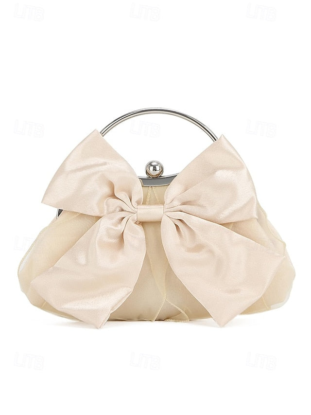 Satin Bow Women's Elegant – Pearl Evening Bag Clutch