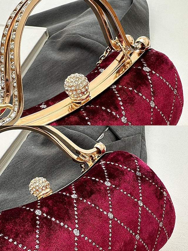 Women's Quilted - Purse with Velvet Diamond Evening Accents
