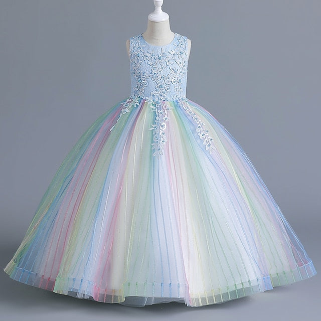 Girls' Floral Sleeveless Kids Party Dress Girl Flower