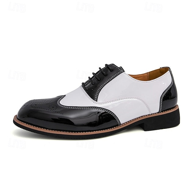 Oxford Black Men's and Gold Patent Leather Shoes with