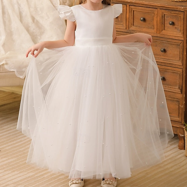 Girls' Dress Flower Color Solid Girl Party Kids