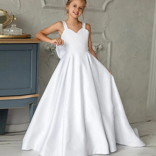 Kids Solid Girl Party Color Dress Flower Girls'