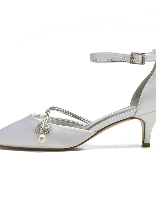 Heels Dark with Pearl and Blue Kitten Satin Women's