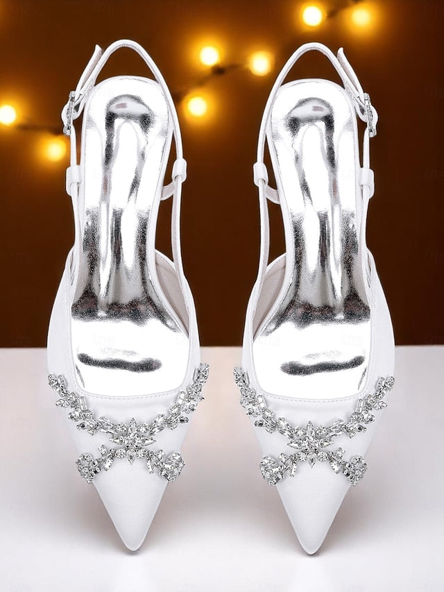 Slingback Black Women's Heels Satin