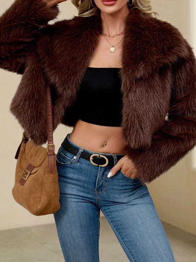 Furs Coat Women's Comfortable Faux Leathers Fur Warm